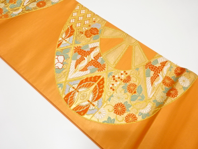JAPANESE KIMONO / VINTAGE FUKURO OBI / SILK / WOVEN FLOWER & BIRD